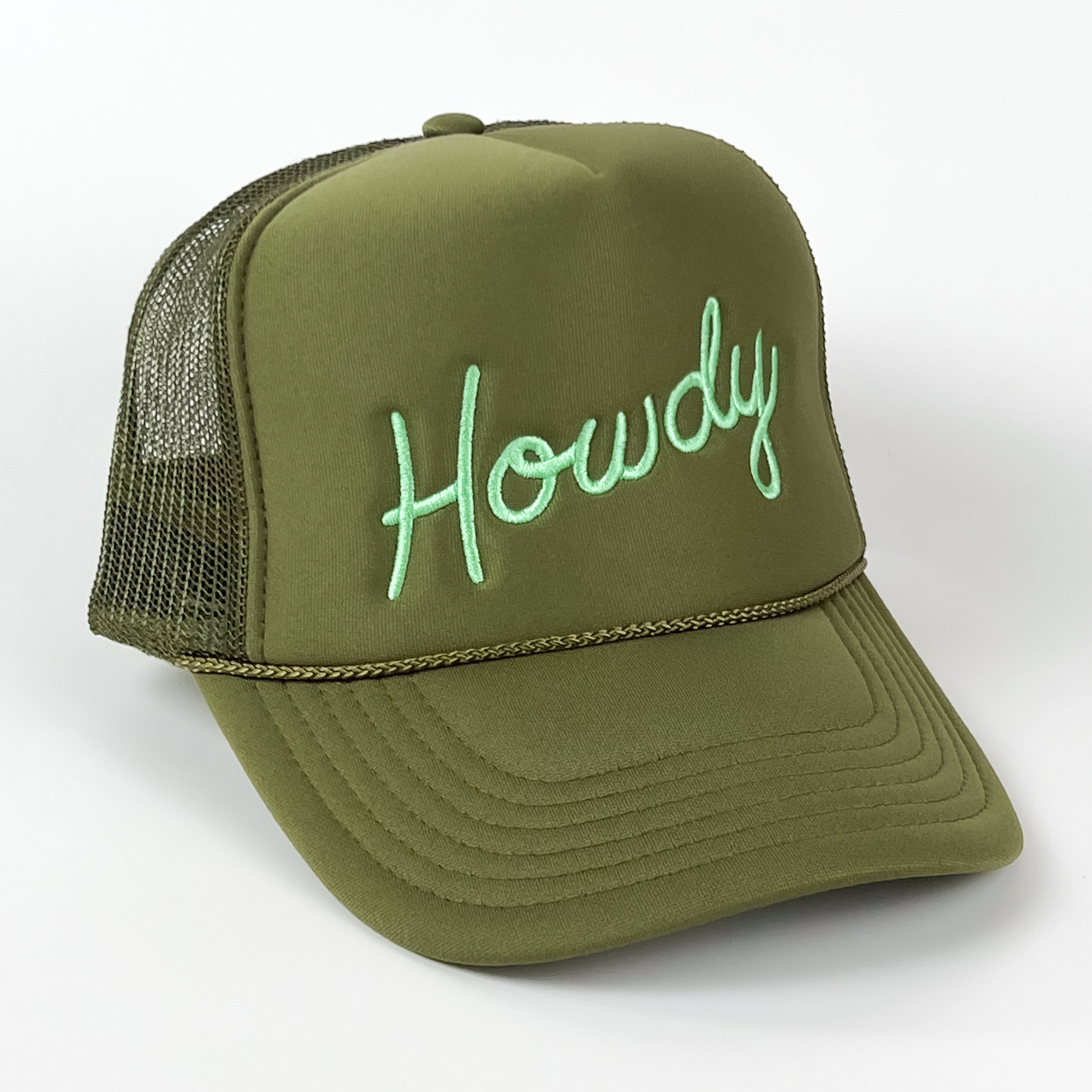 Howdy Cap Olive Green Embroidered