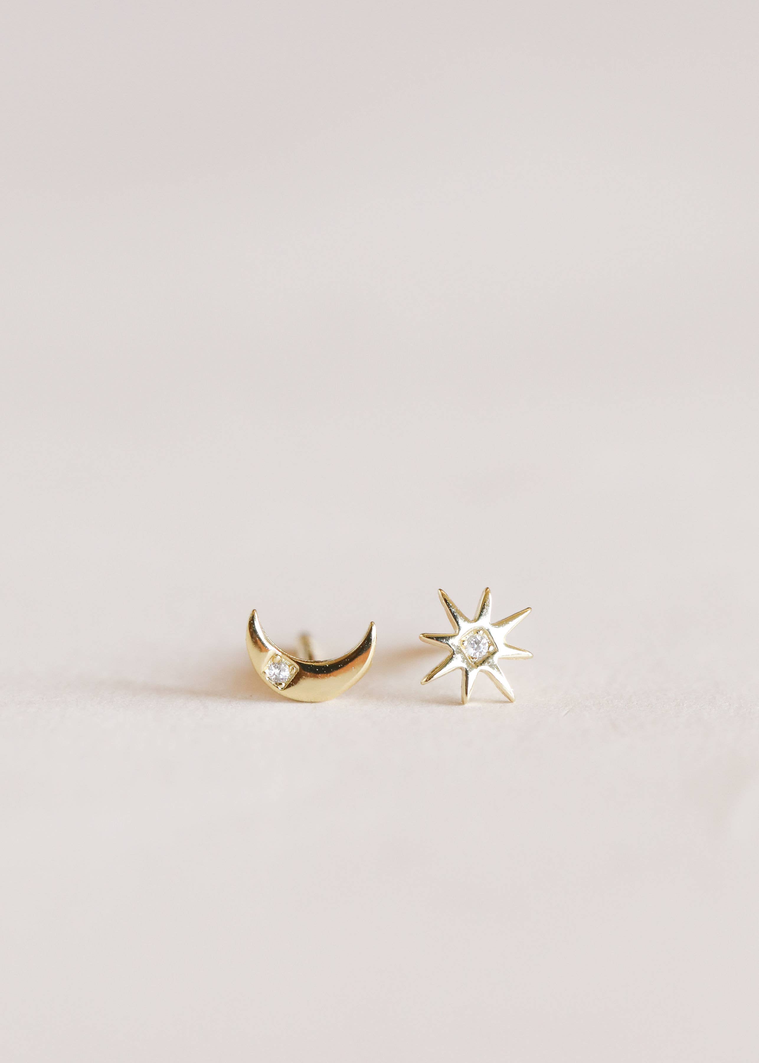 Sun & Moon Complements Gold Earrings