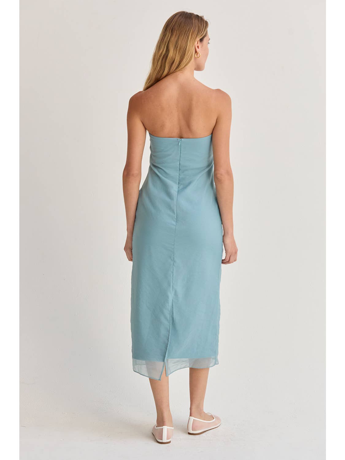 Zeah Organza Strapless Midi Dress