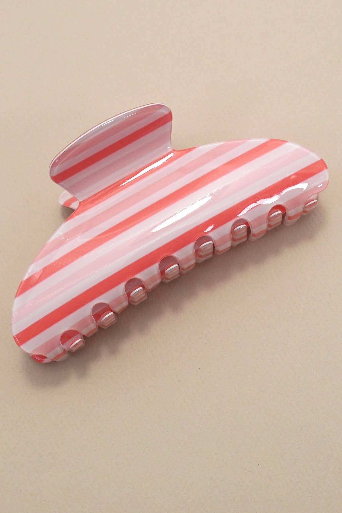 Jumbo Stripe Plaid Oval Hair Claw Clips