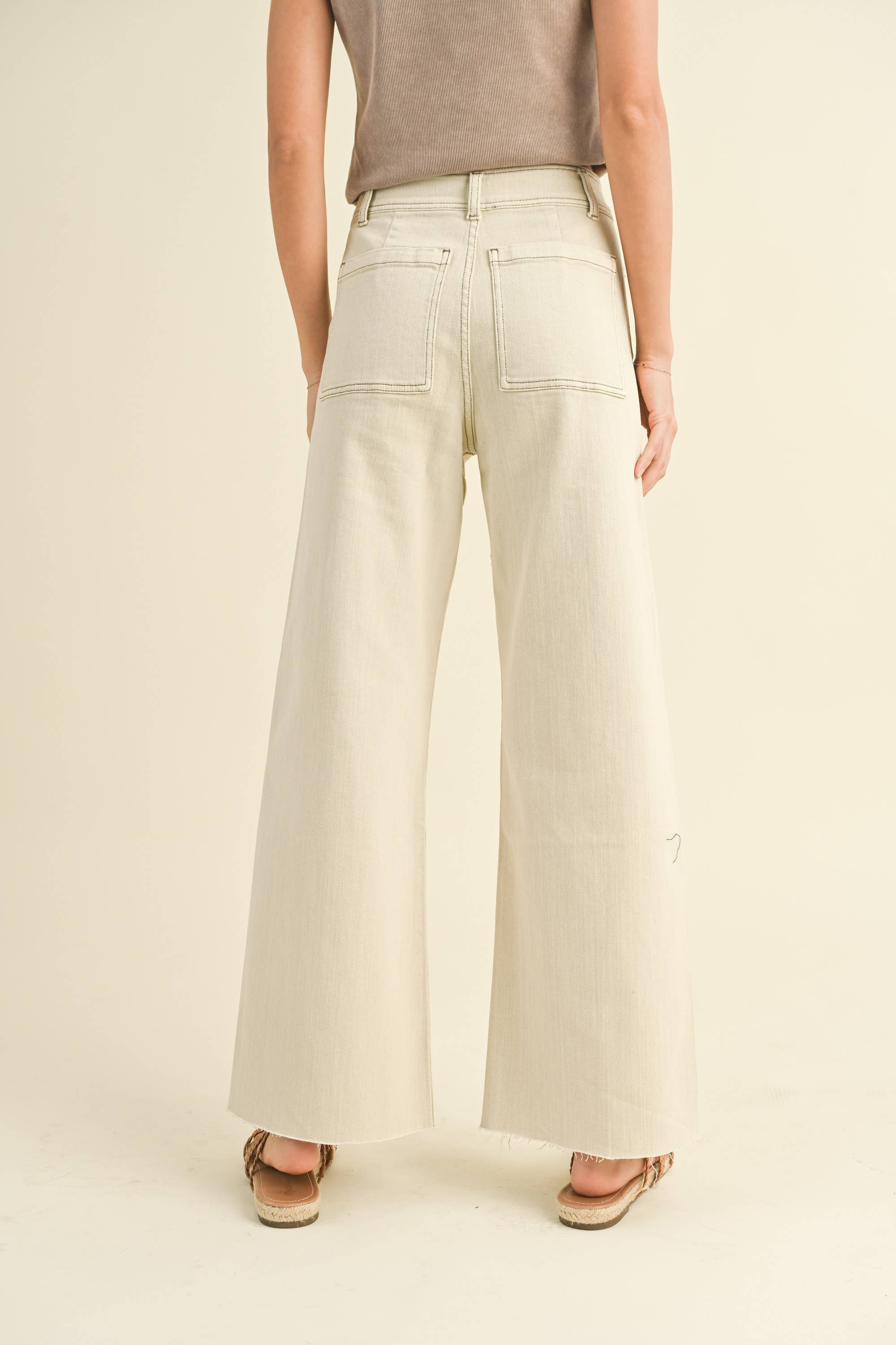 The Right Fit Wide Leg Pant - Washed Beige