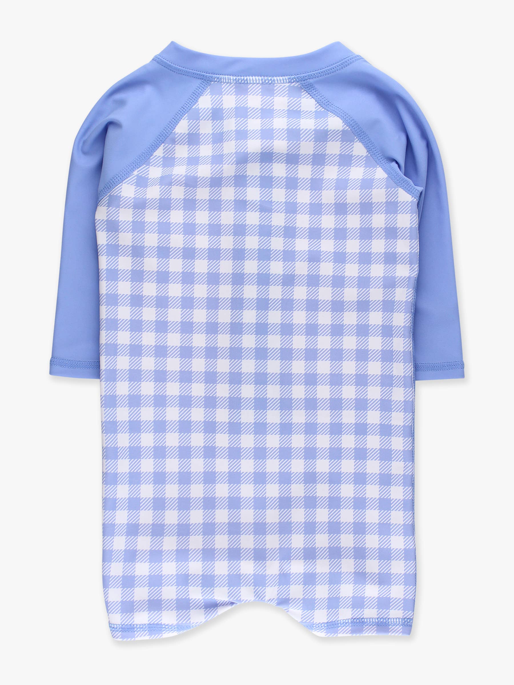 Gingham One Piece Rash Guard Swimsuit - Periwinkle Blue *FINAL SALE*