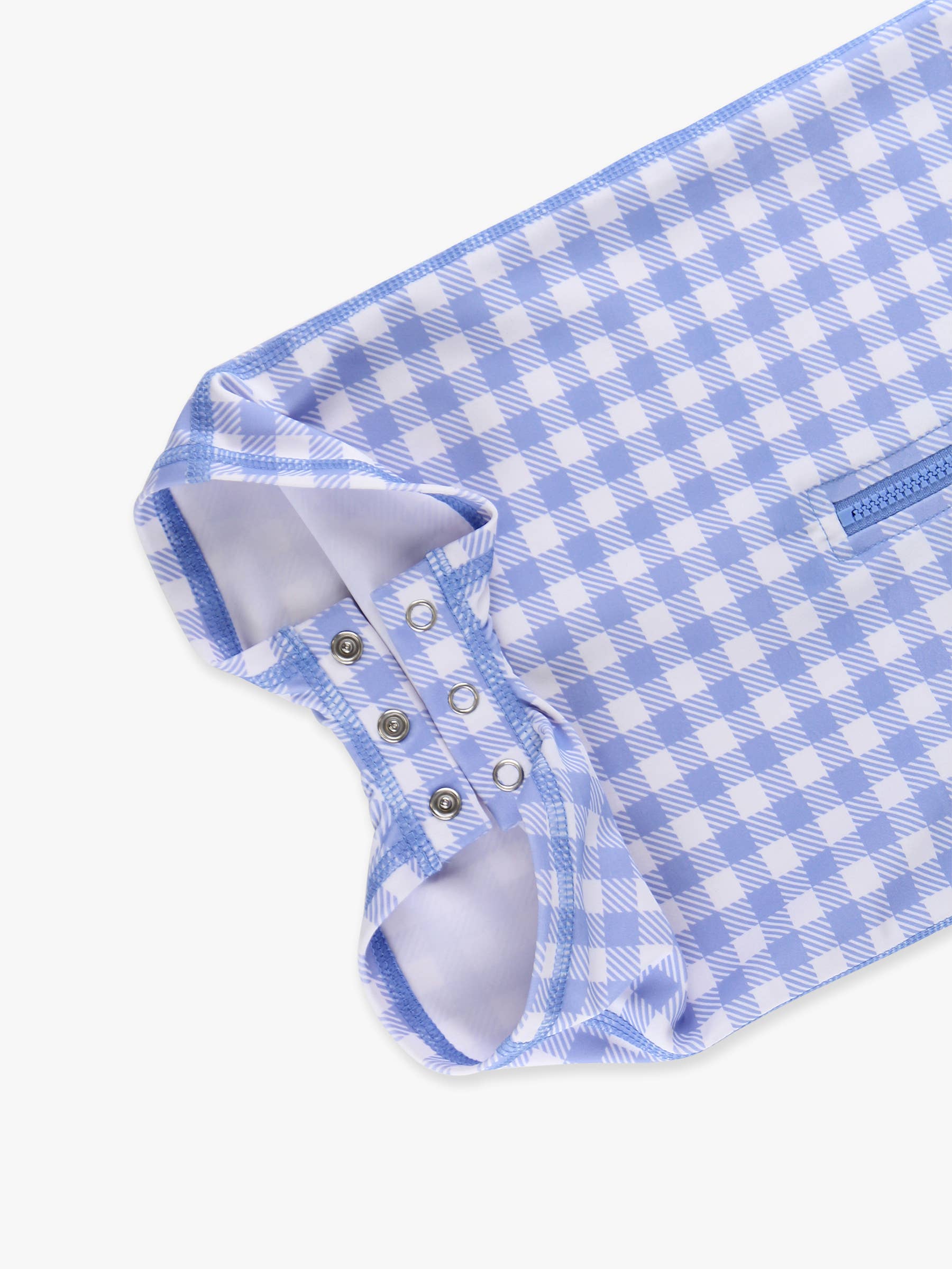 Gingham One Piece Rash Guard Swimsuit - Periwinkle Blue *FINAL SALE*