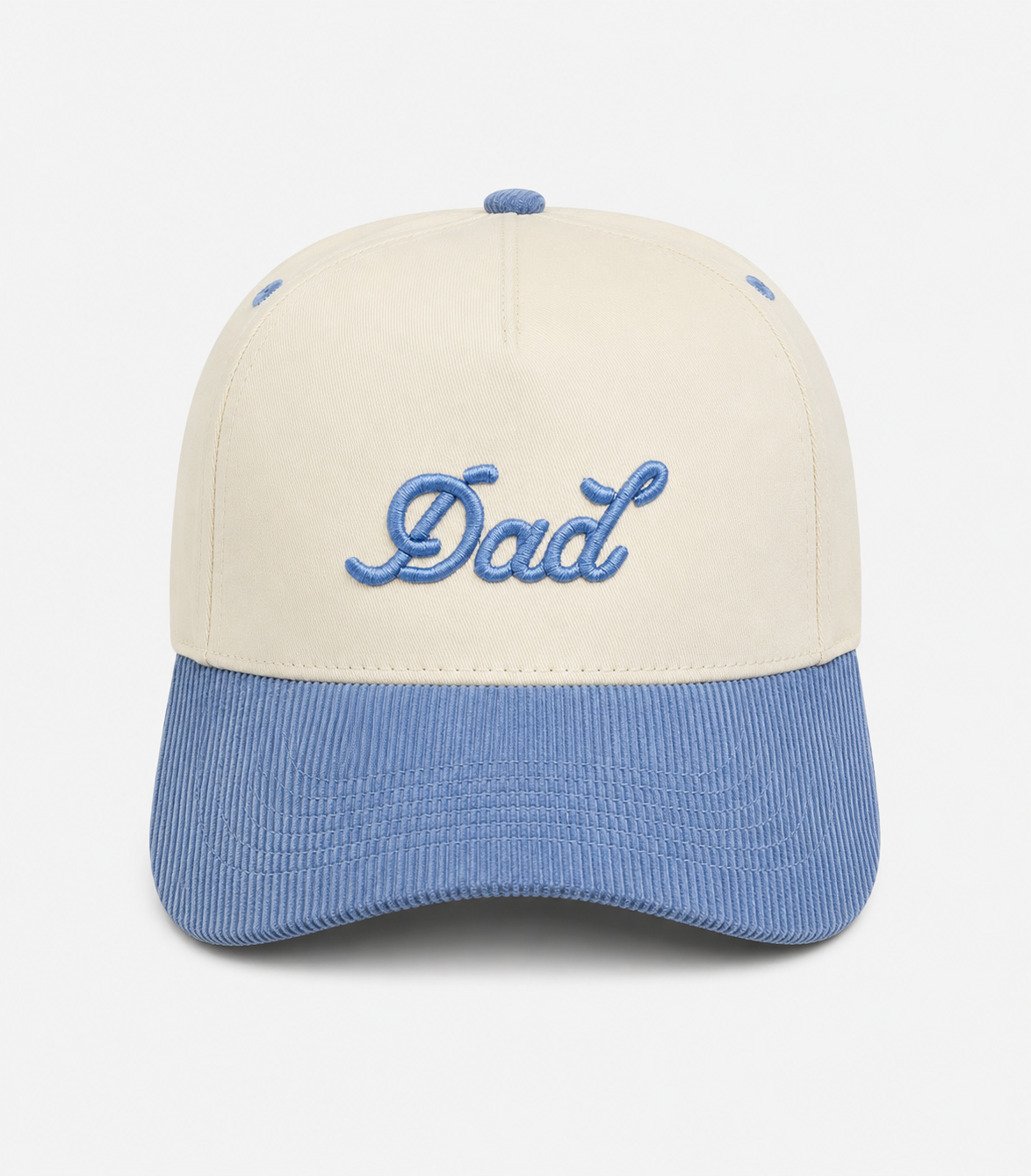 Dad Corduroy Snapback Hat - Cream Baby Blue
