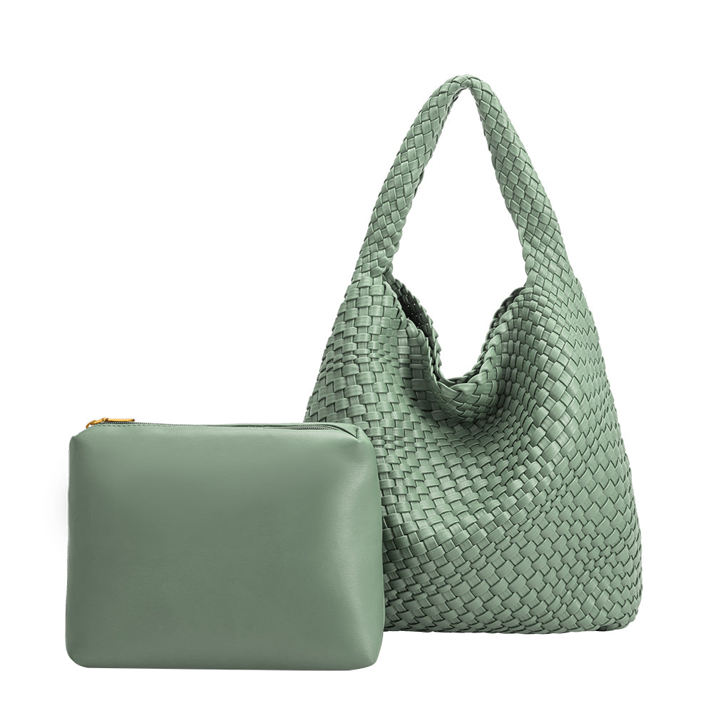 Johanna Large Vegan Shoulder Bag - Light Teal