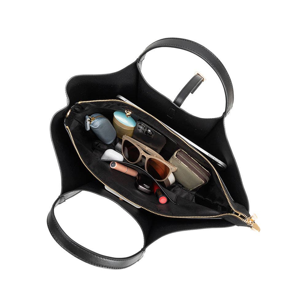 Malia Black Vegan Tote Bag