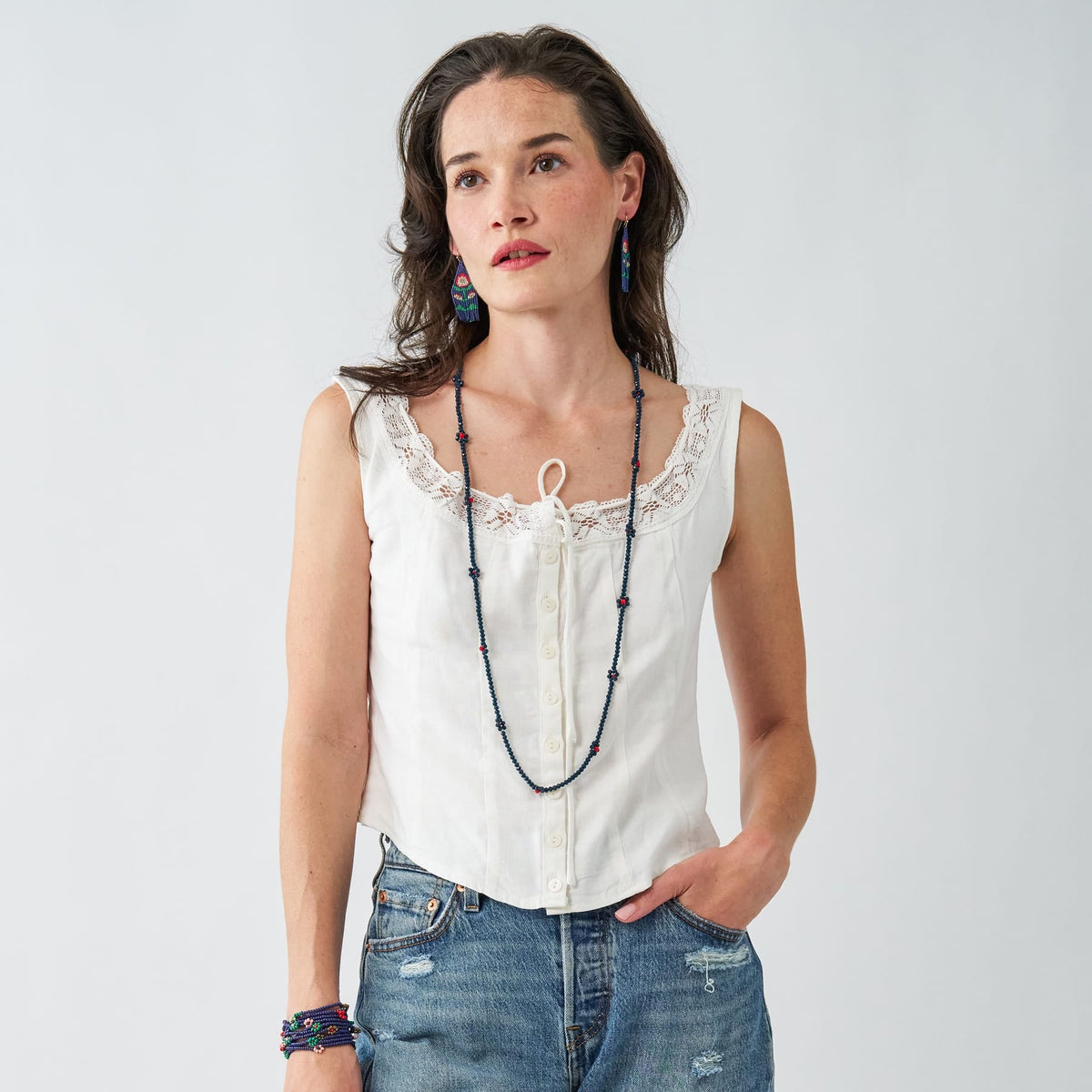 Andie Crystal Beaded Flower Necklace