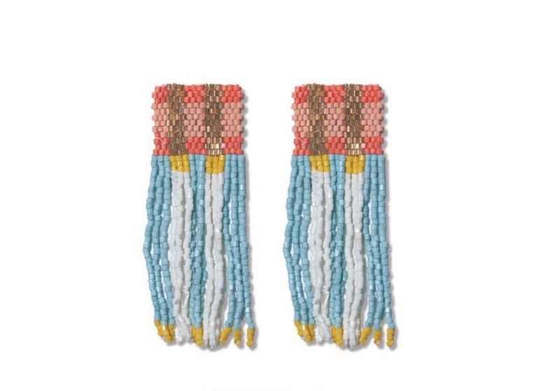 Ava Crossing Colorblock Fringe Earrings