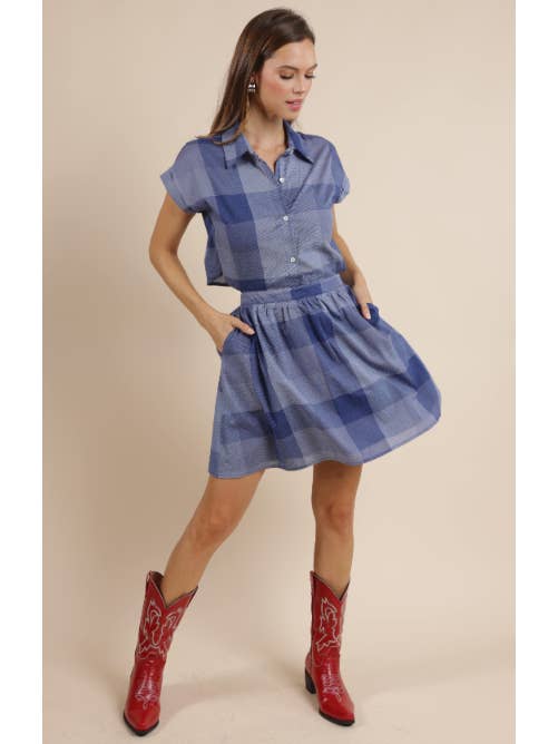 Voyage Cotton Check Shirt Mini Dress