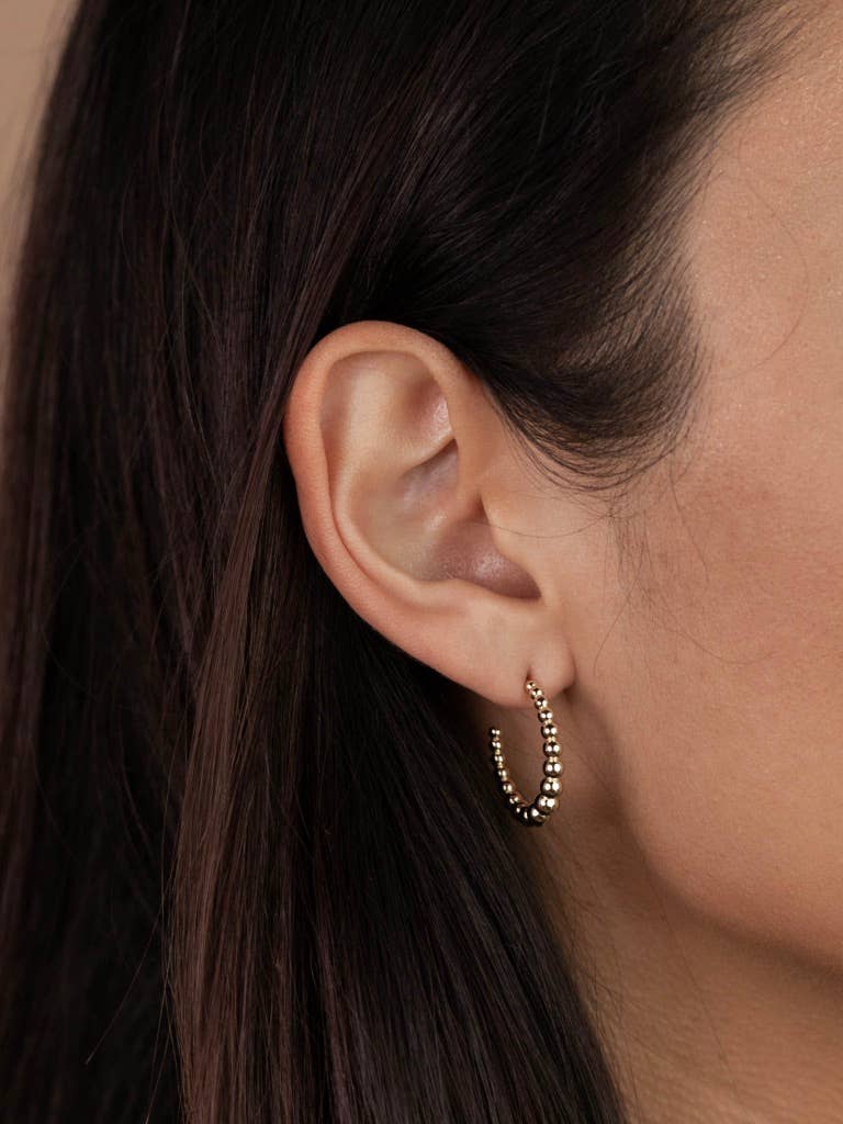 Large Ball Hoop Gold Earrings
