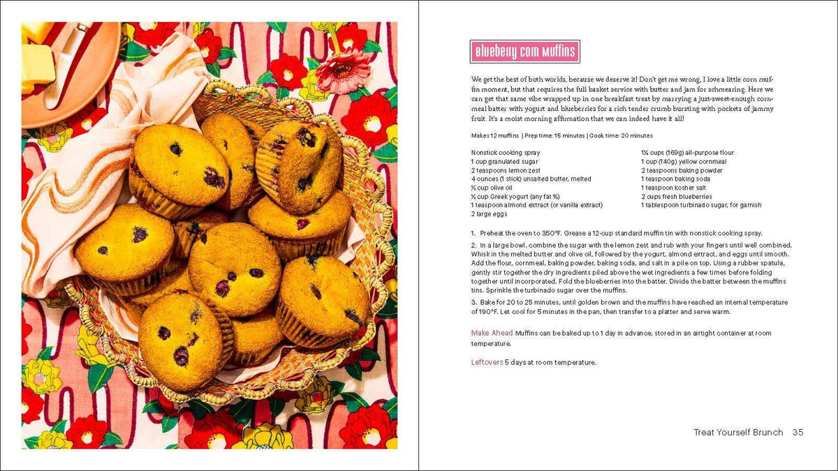 Cookbook page with a photo of yellow cookies and a recipe article with headings.
