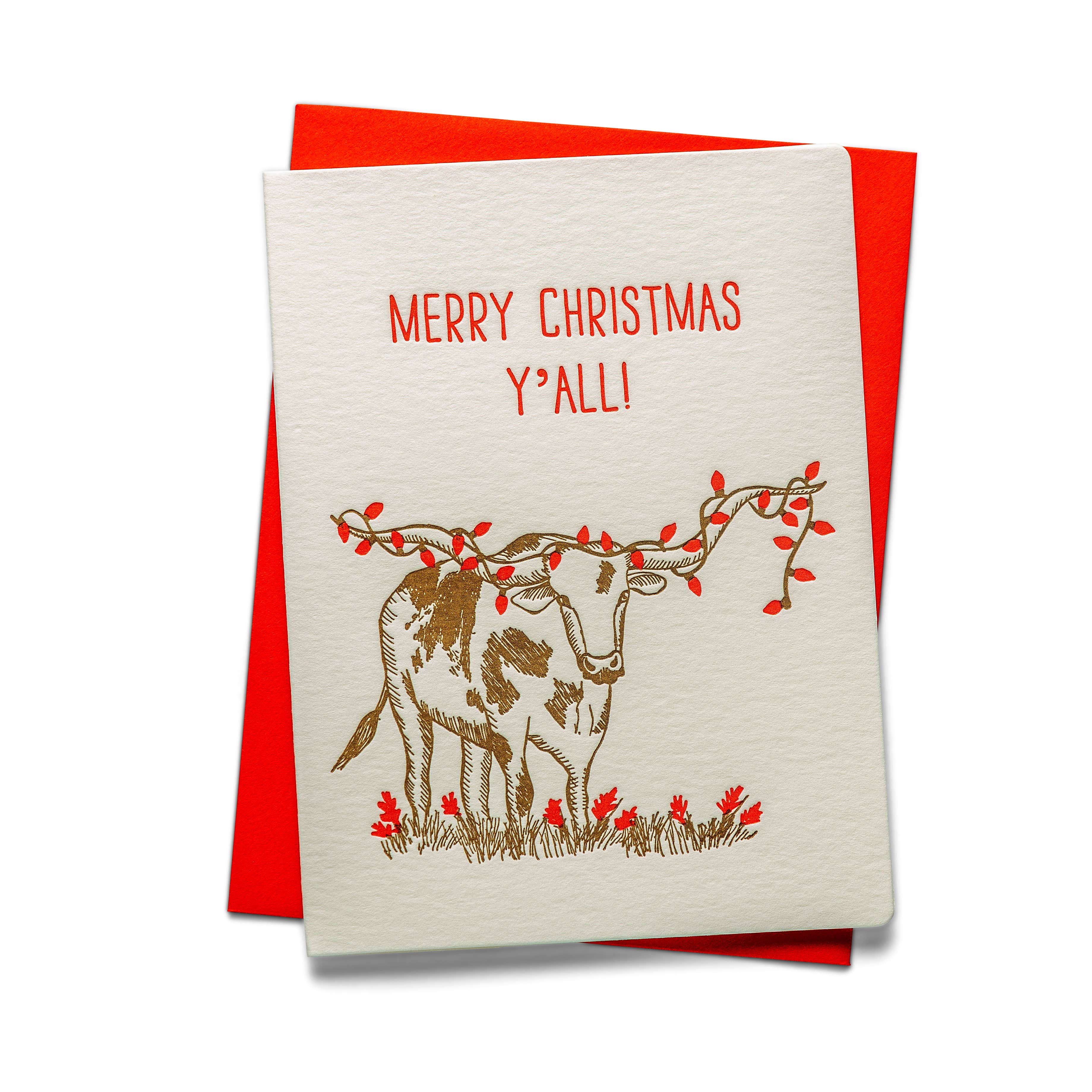 Longhorn Christmas Letterpress Card Boxed Set