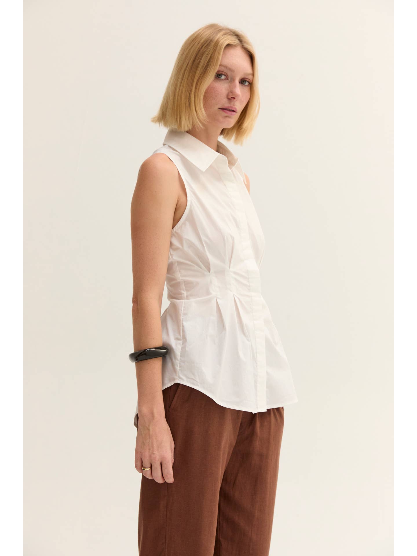 Jay Poplin Pleated Top