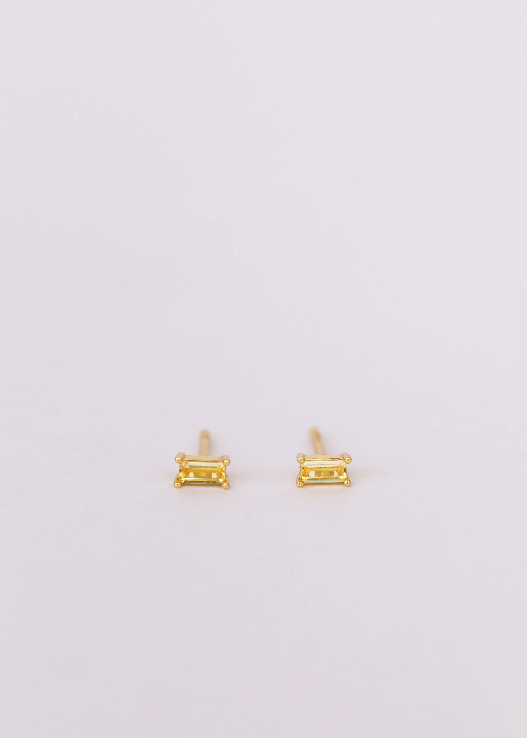 Lemon Baguette Gold Earrings