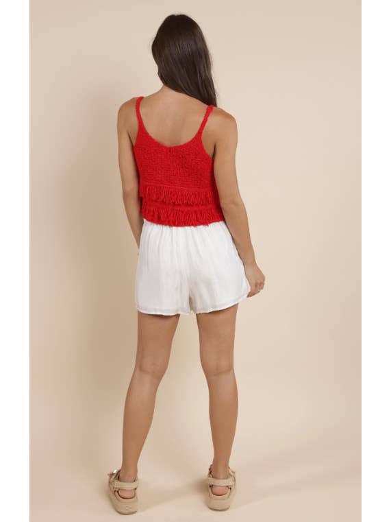 Heritage Front Pleat Shorts - White