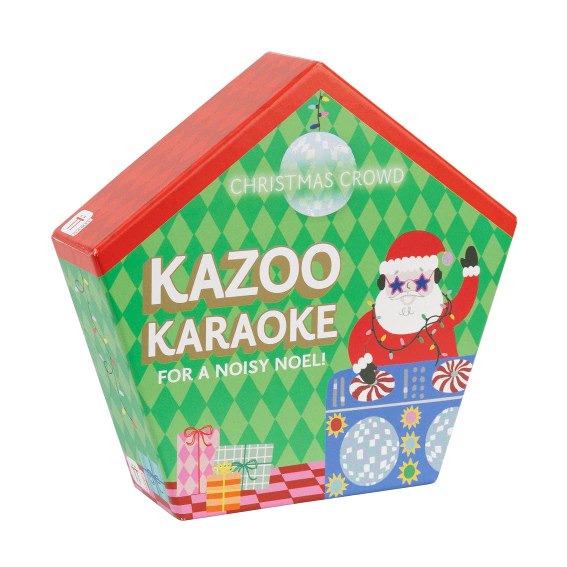 Christmas karaoke game house-shaped box with Kazoo Karaoke front artwork