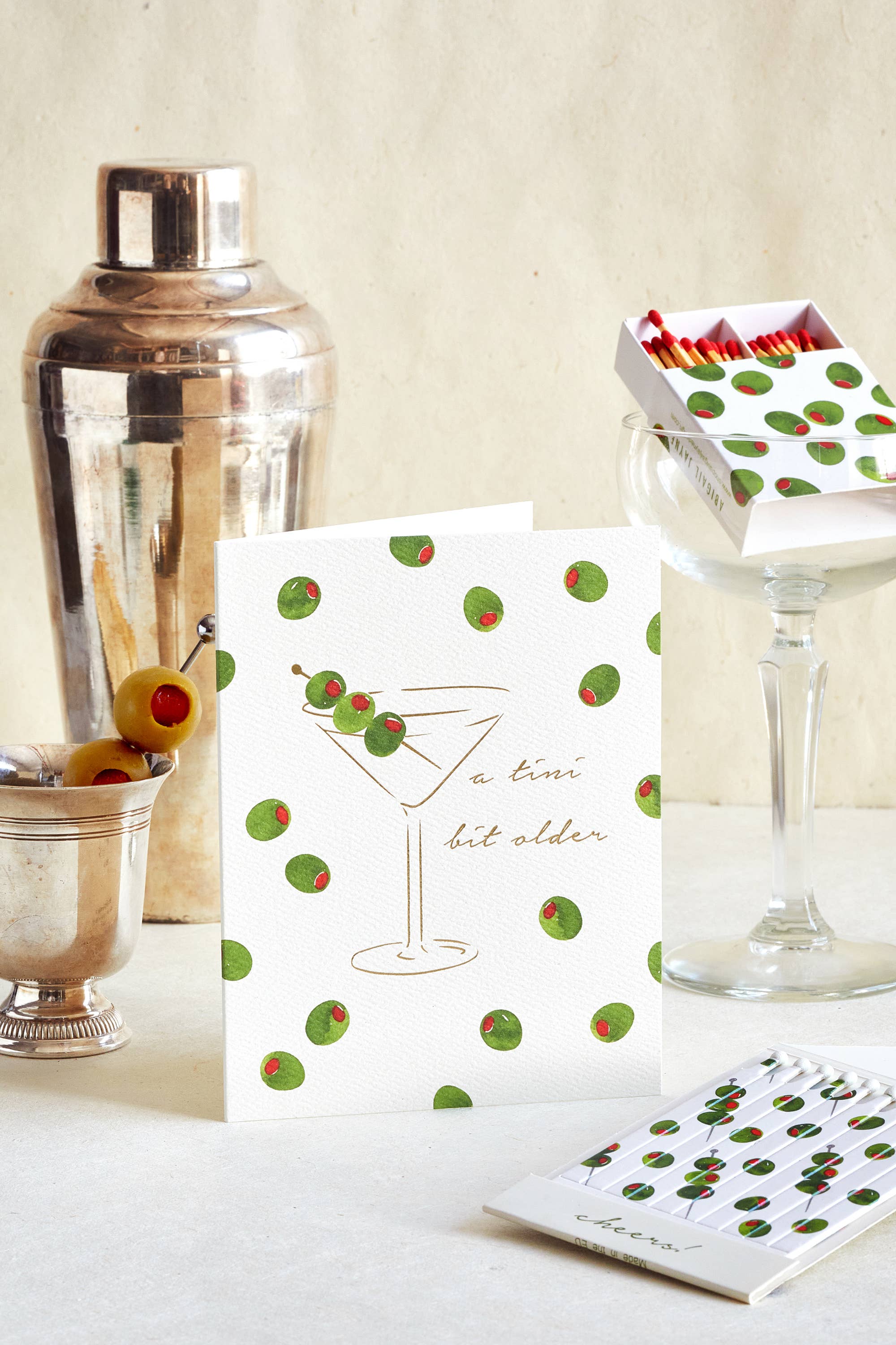 Martini Olives Birthday Greeting Card