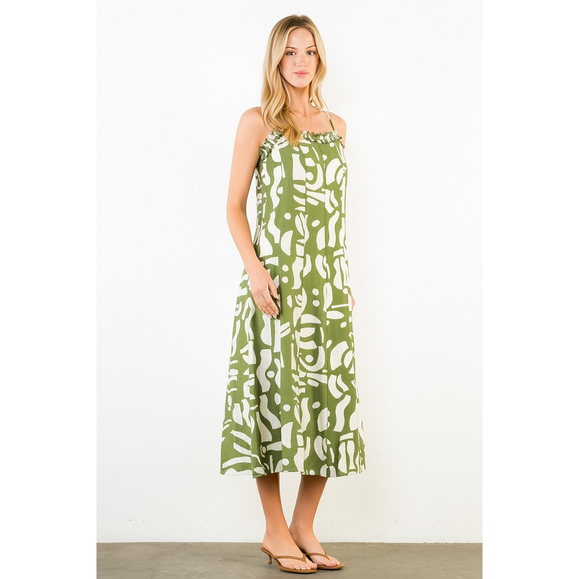 Olive You Printed Midi Dress