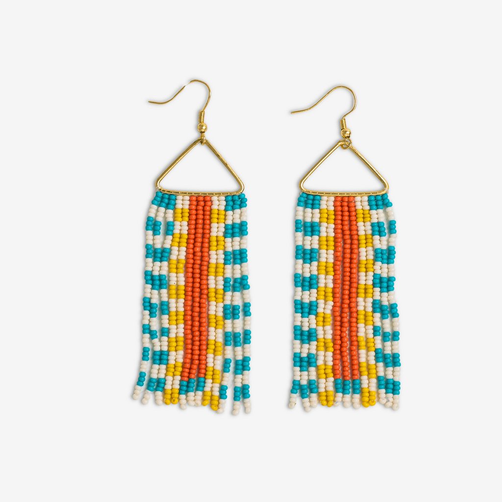 Brooke Two-Tone Checked Fringe Earrings