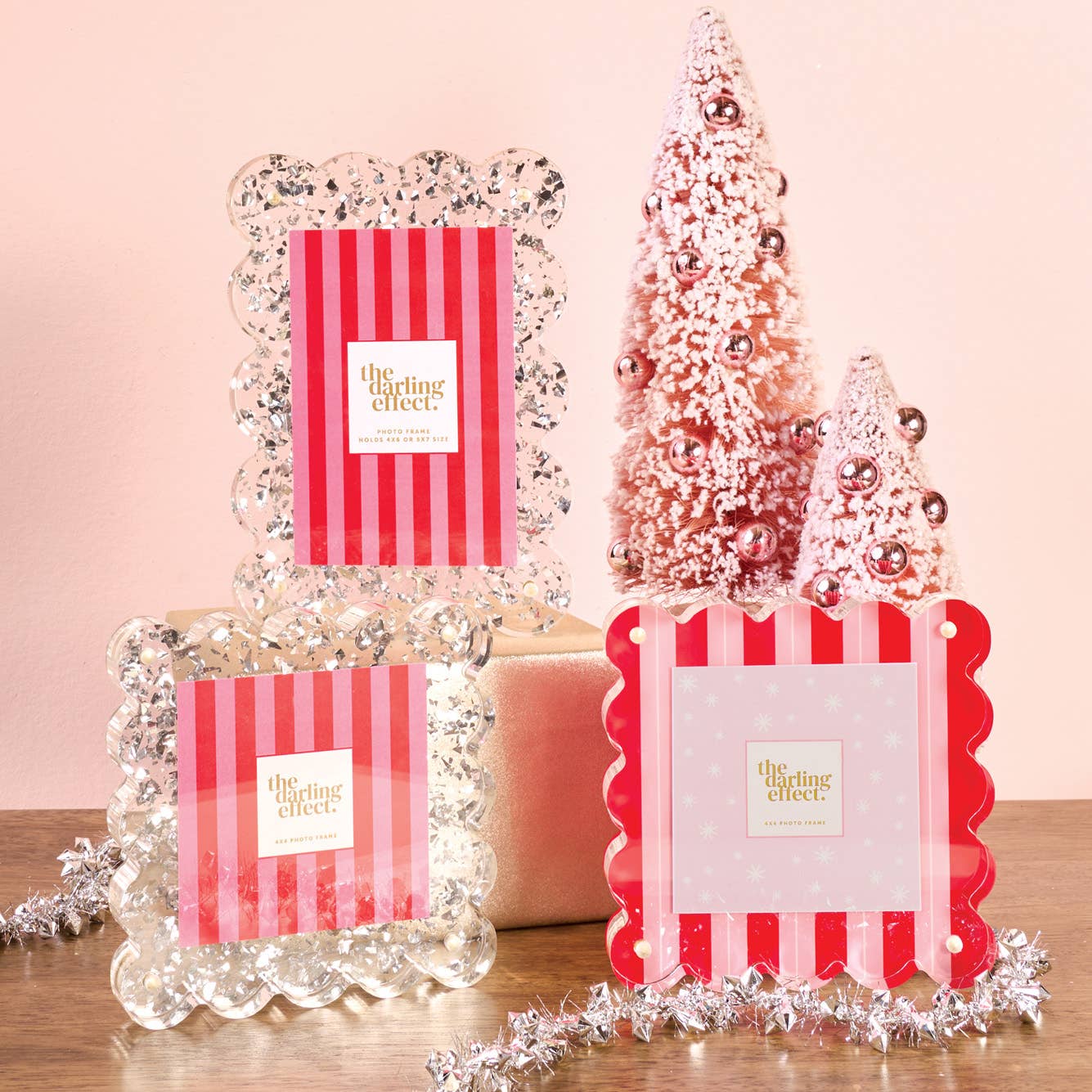 Peppermint Stripes Scalloped Acrylic Frame