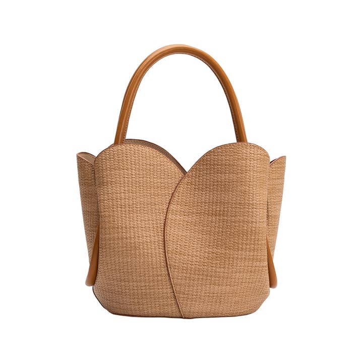 Tulip Raffia Top Handle Bag