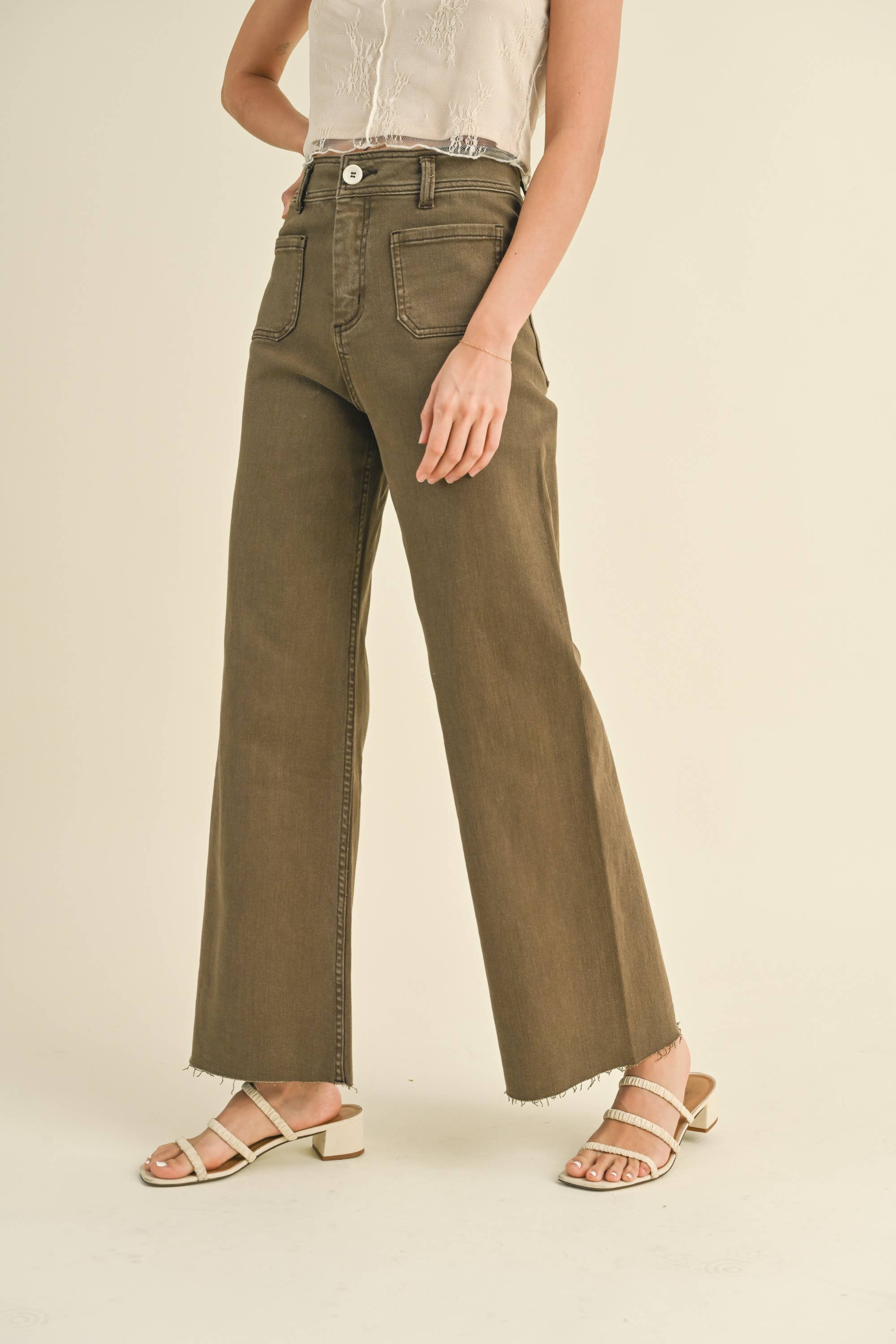 The Right Fit Wide Leg Pant - Washed Brown