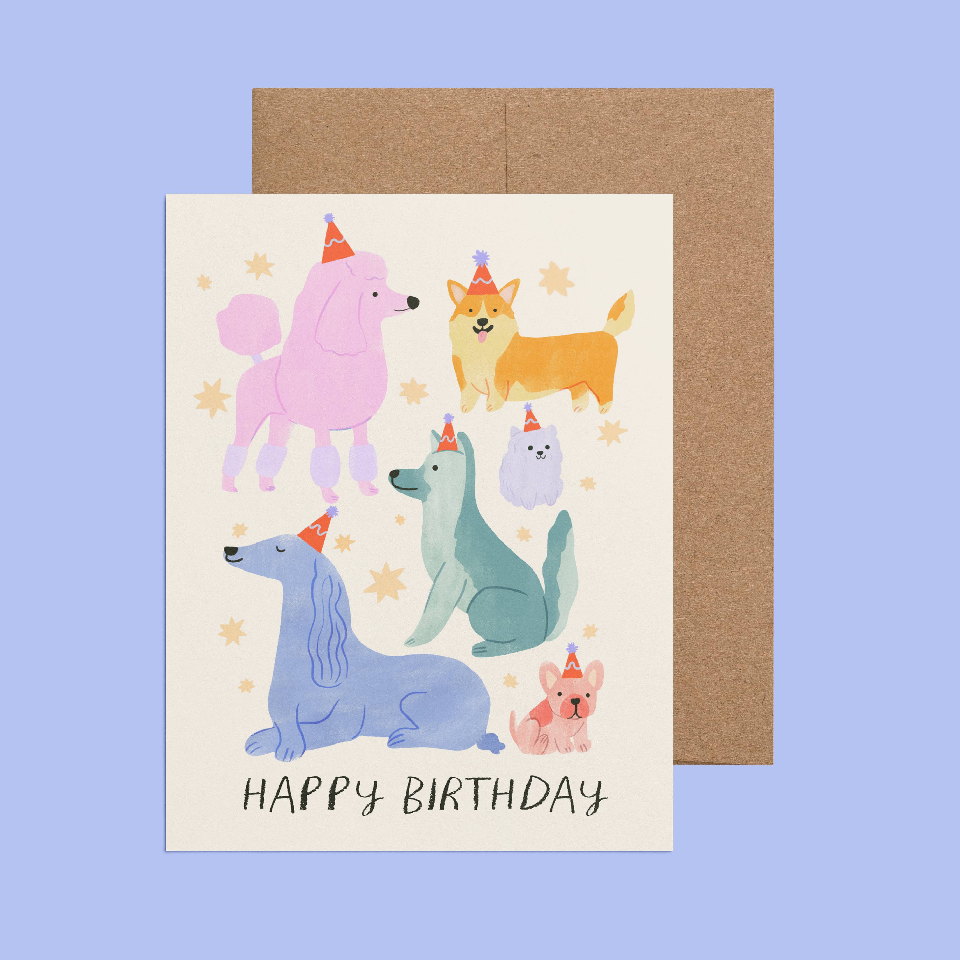 Colorful Dogs Birthday Greeting Card
