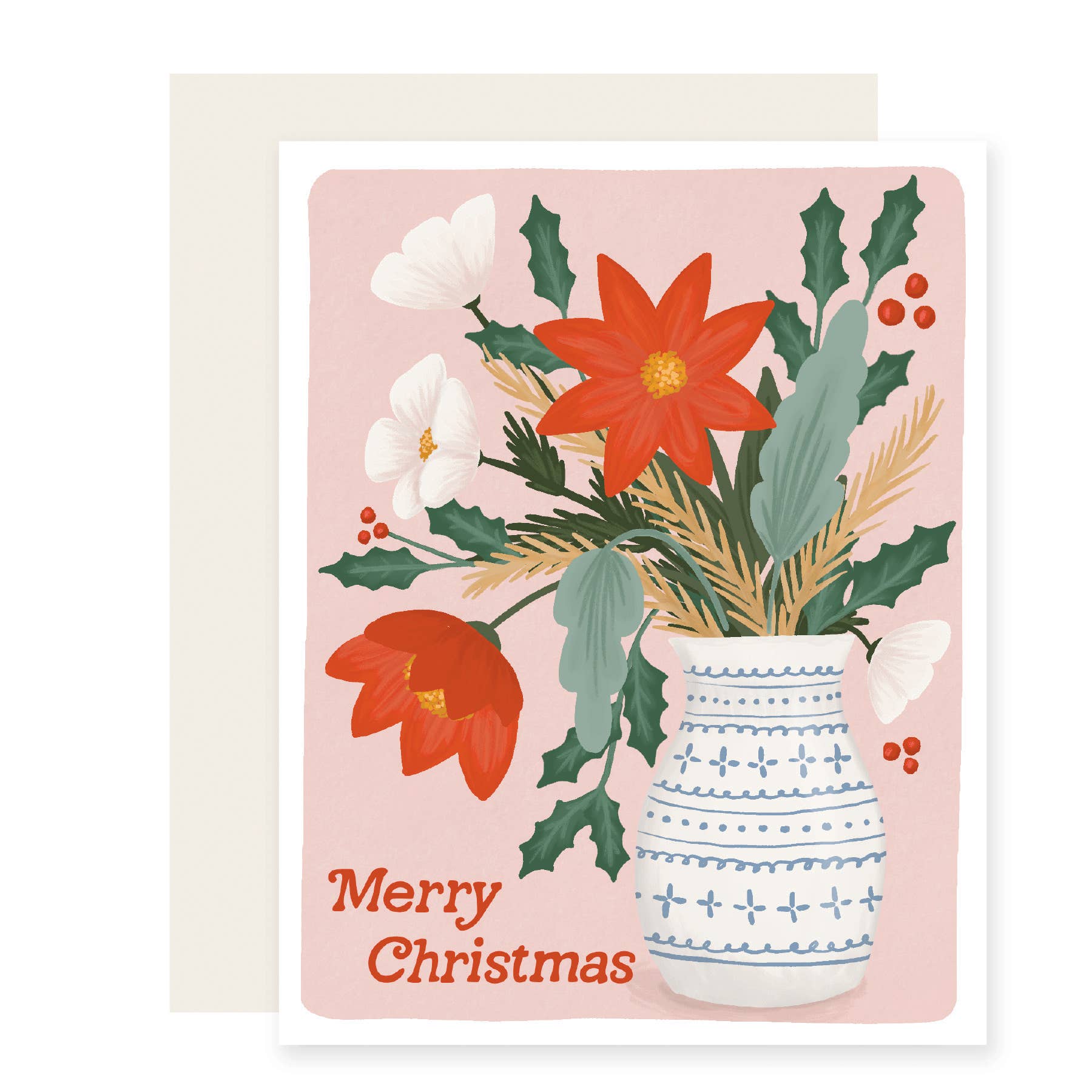 Mod Vintage Floral Christmas Card