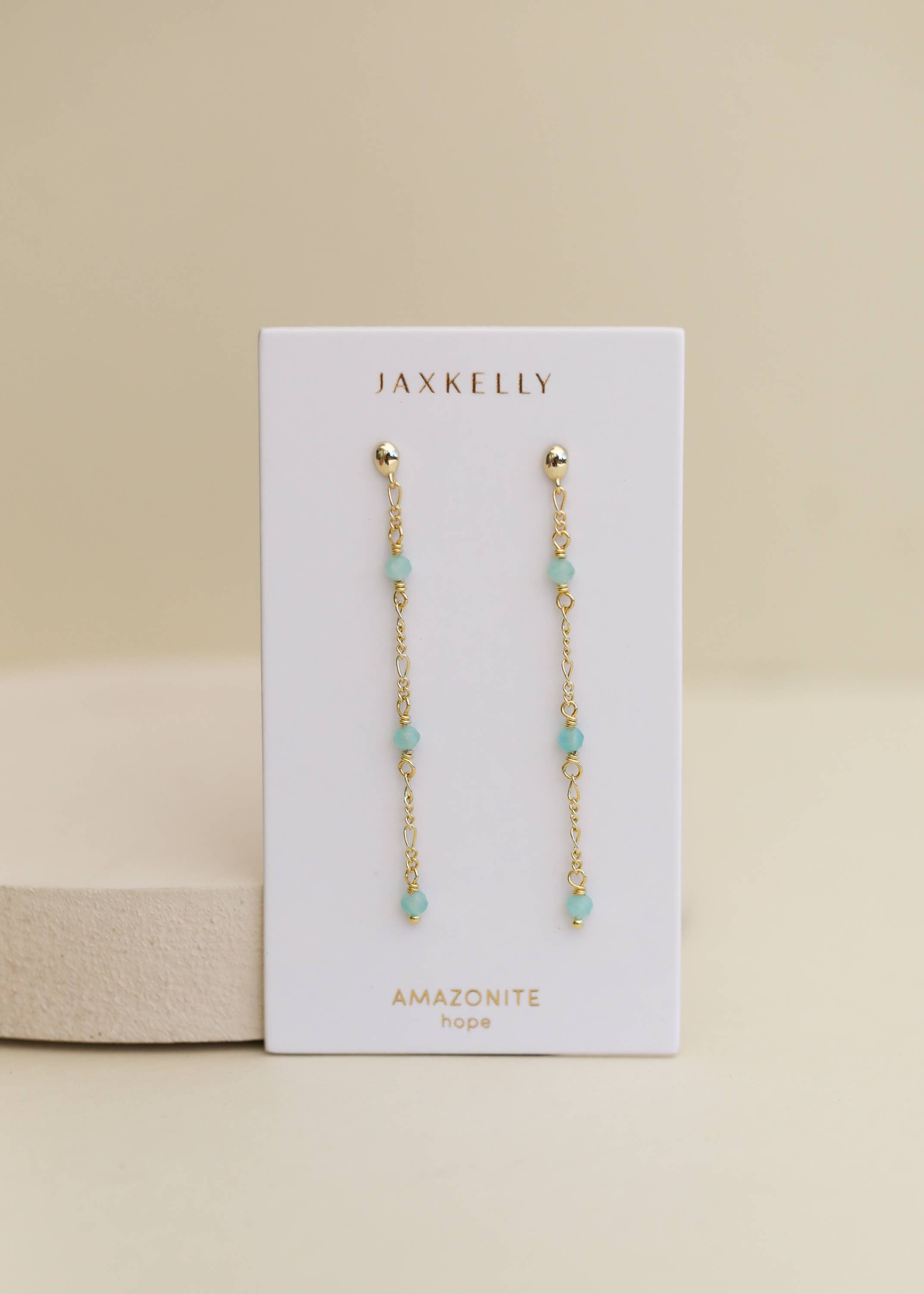Gemstone Chain Drop Earring - Amazonite