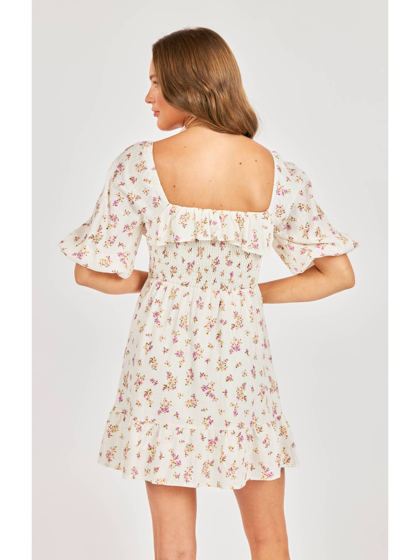 Bouquet Smocked Mini Dress
