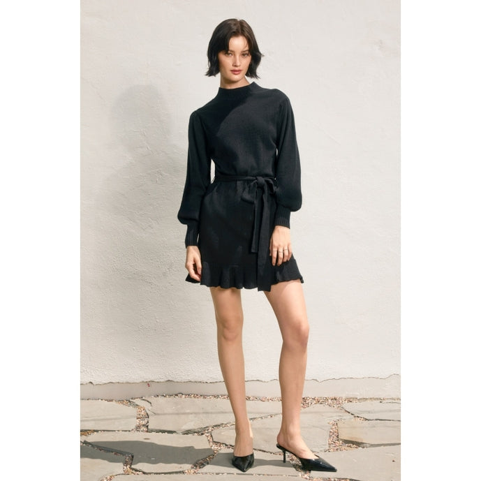 Cloudy Ruffled Sweater Mini Dress