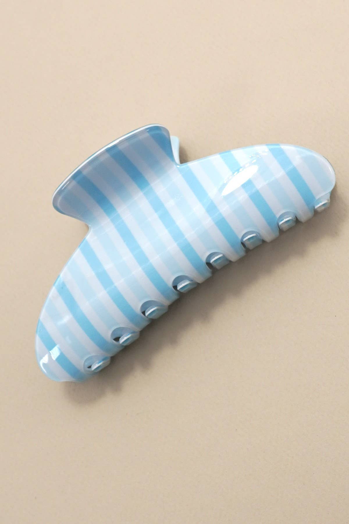 Jumbo Stripe Plaid Oval Hair Claw Clips