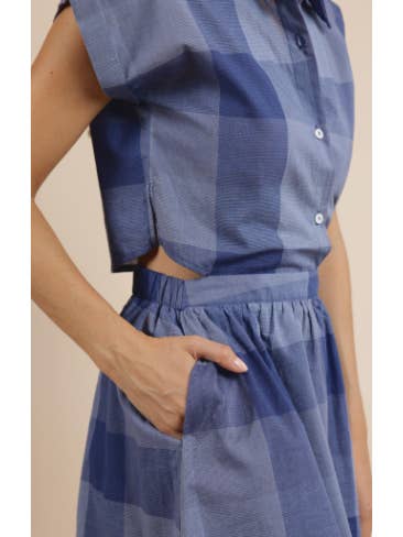 Voyage Cotton Check Shirt Mini Dress