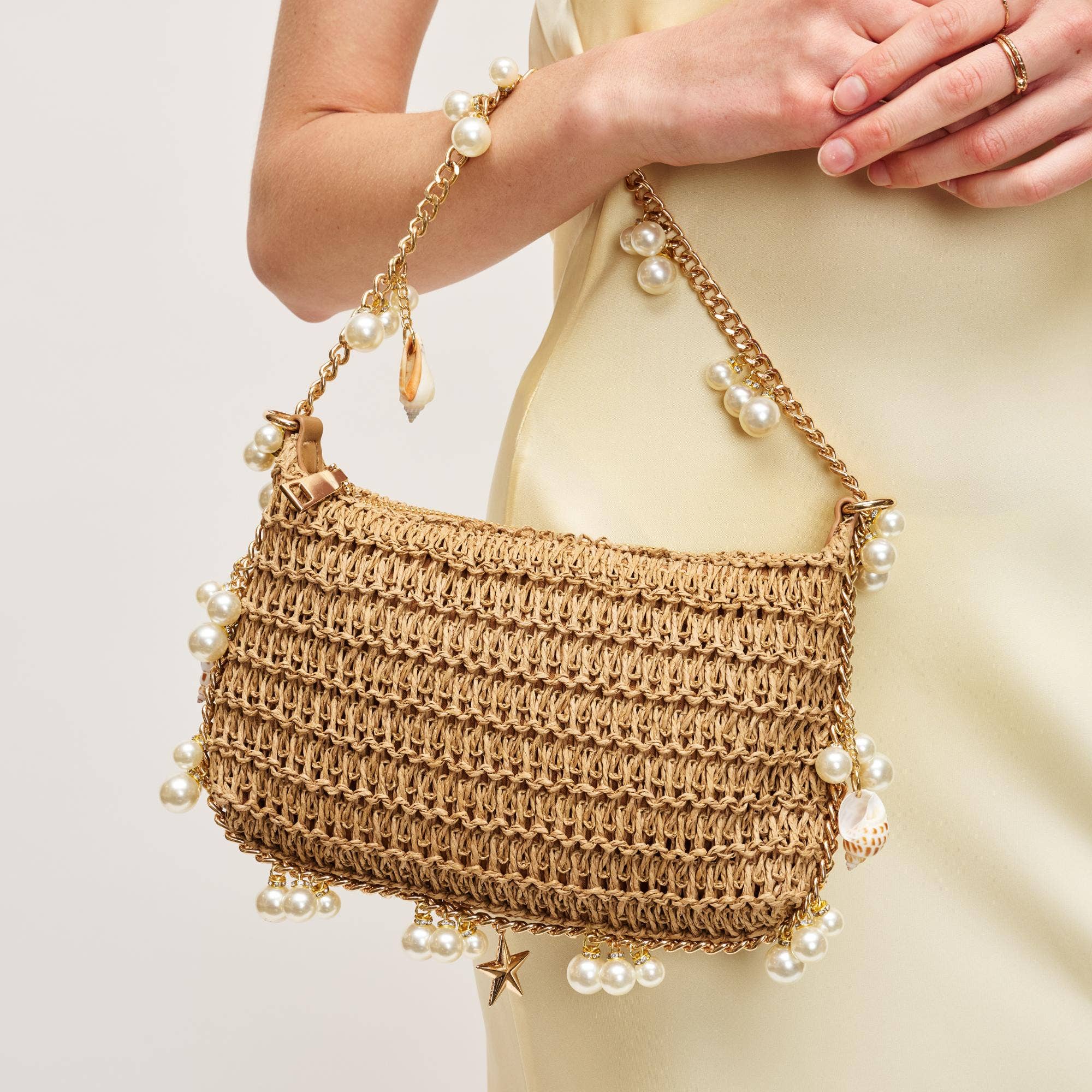 Steph Seashell Straw Bag - Natural