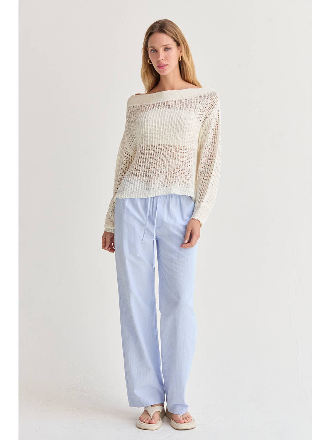 Deni Textured Striped Pants