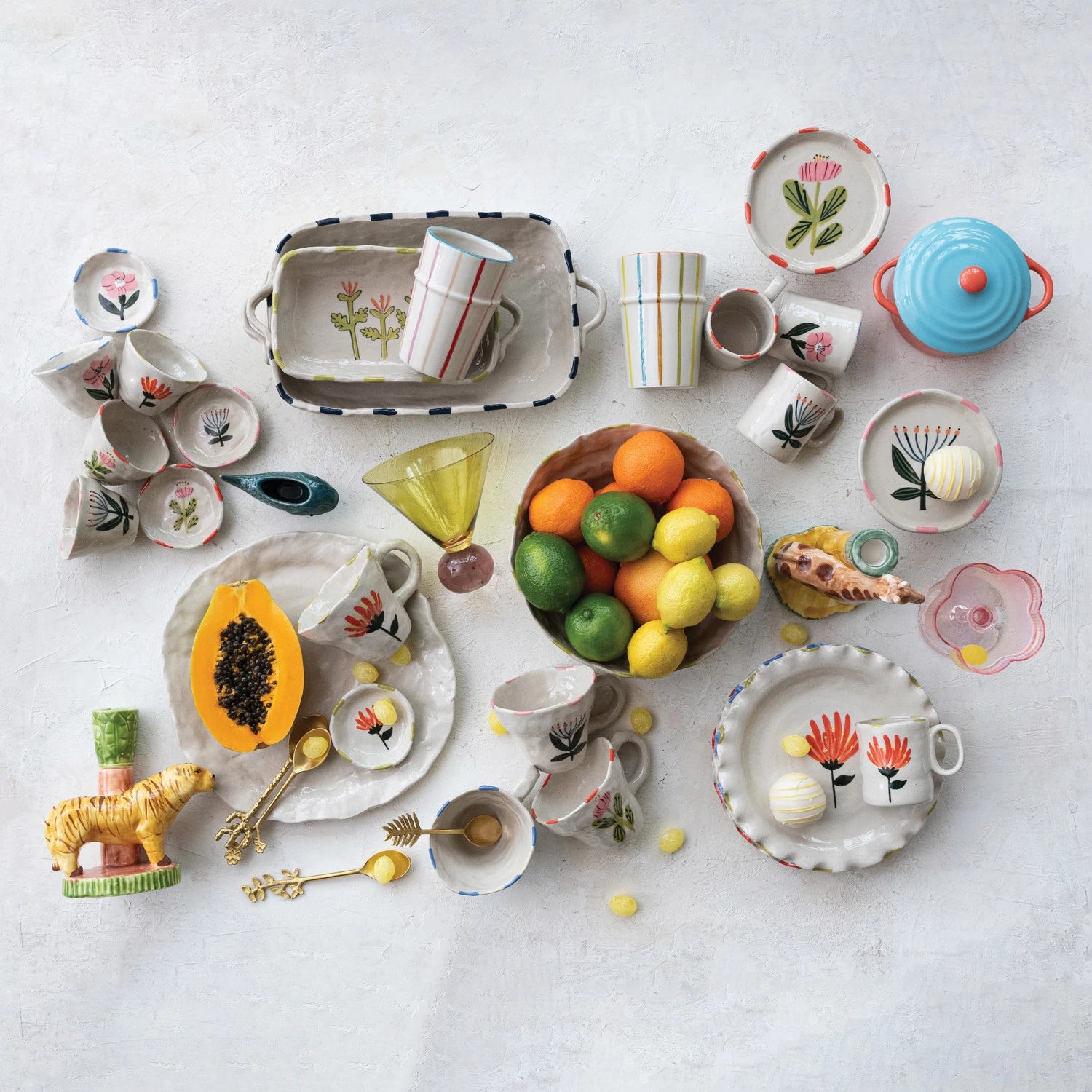 Floral Mini Stoneware Pedestal