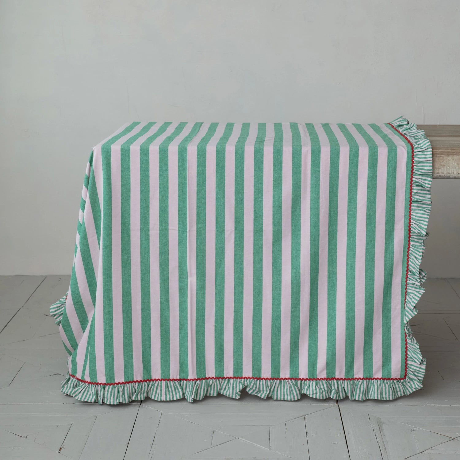 Striped Ruffle Trim Tablecloth
