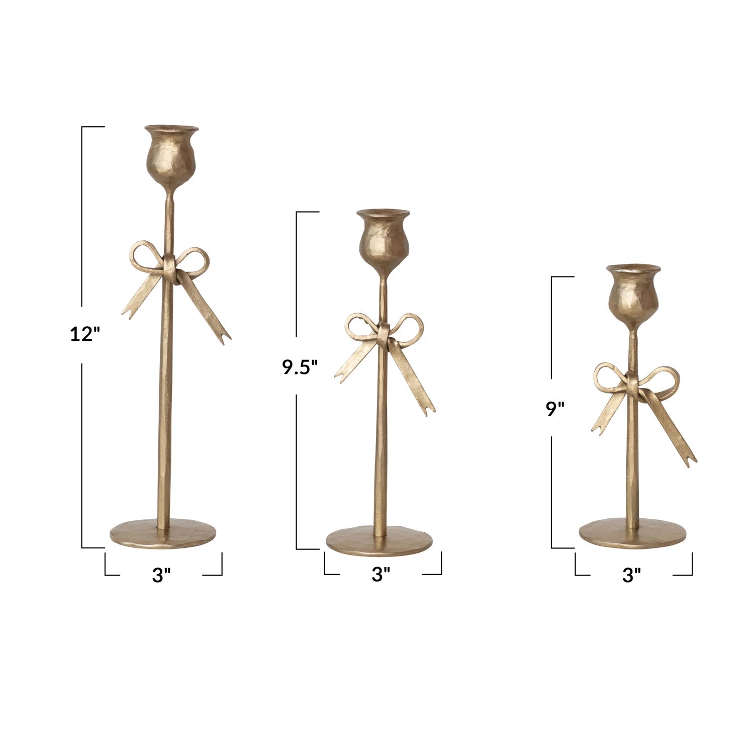 Bow Antique Gold Taper Holder