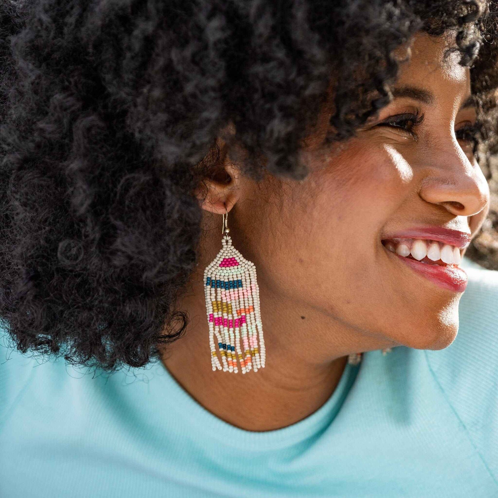 Dolly Color Block Fringe Earrings