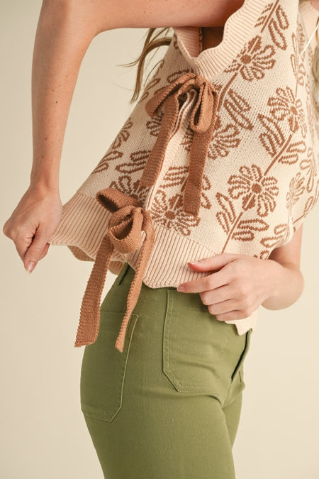 Stacked Florals Knit Sweater Vest