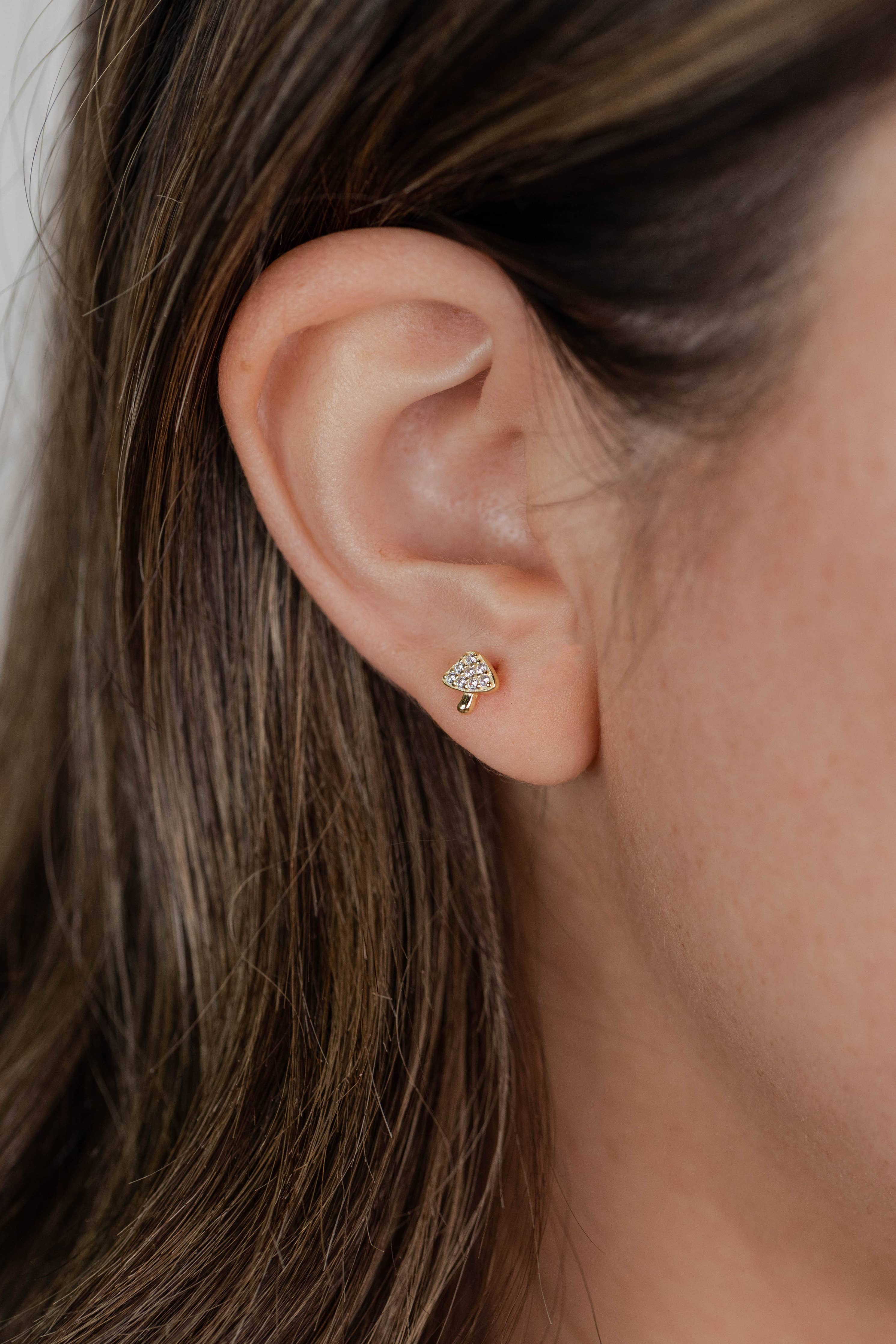 Mushroom Pave Stud Earrings