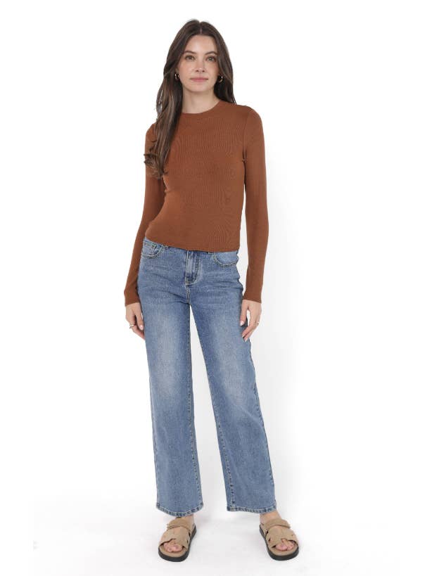 Ronan Crewneck Top - Brown
