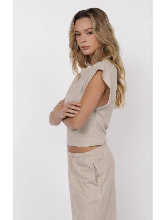 Cindy Strong Shoulder Knit Top