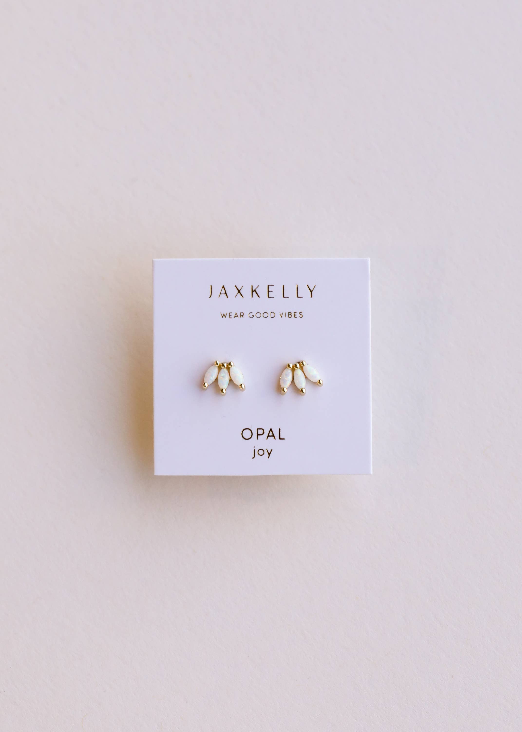 White Opal Crown Stud Earrings