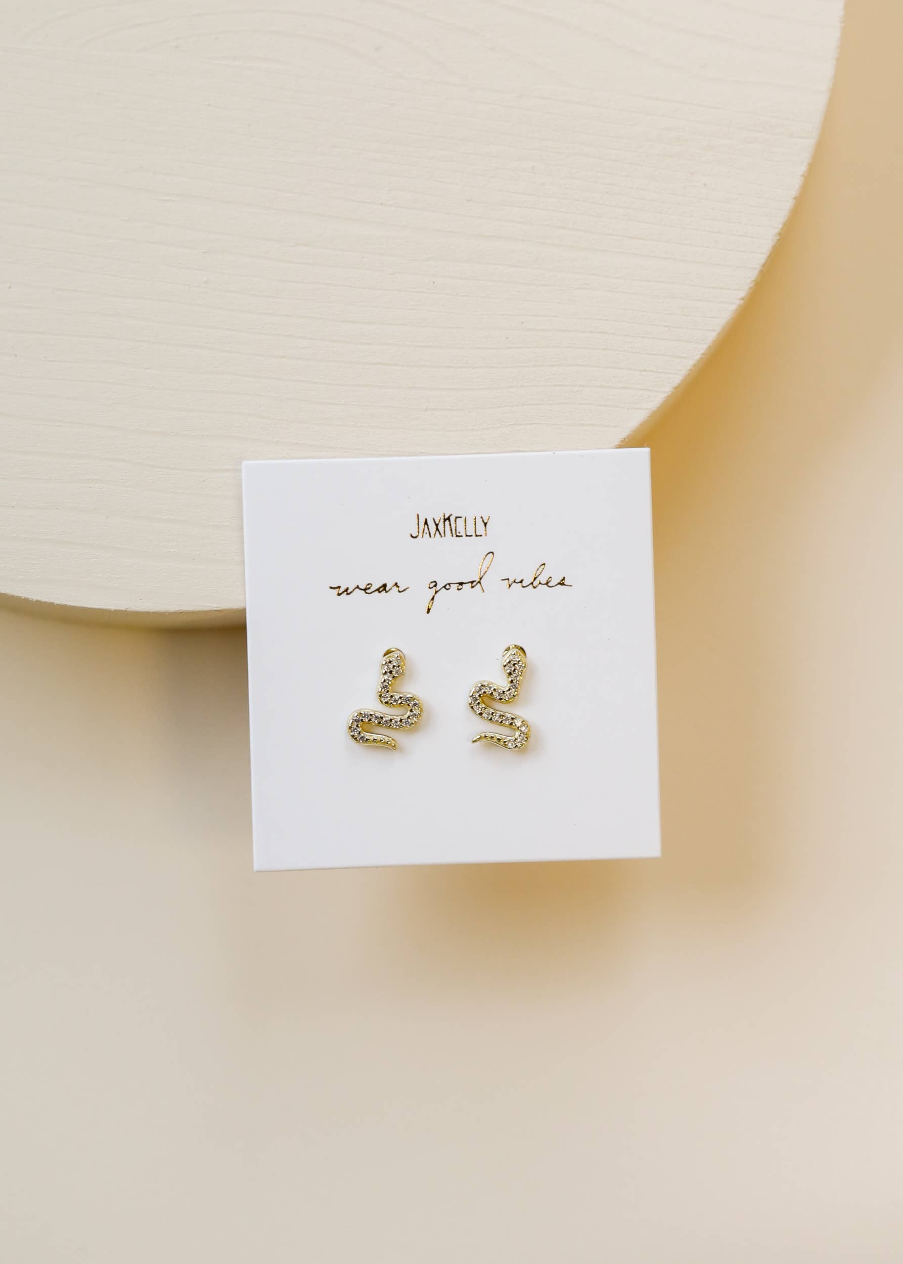 Snake Pave Stud Gold Earrings