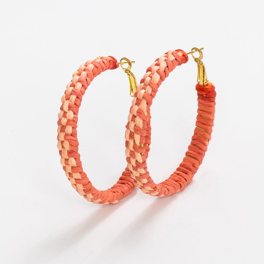 Holly Two Tone Raffia Hoops