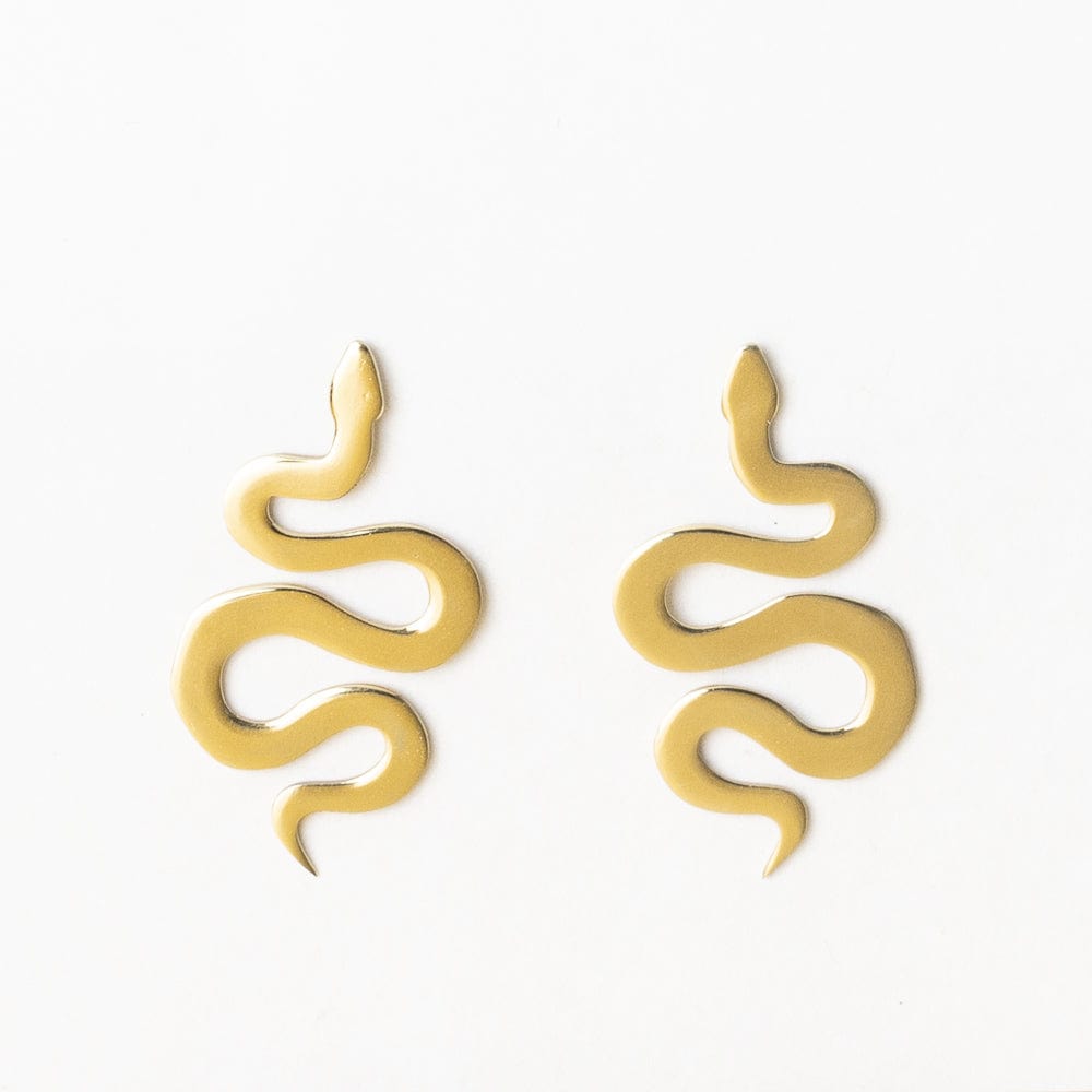 Kara Snake Brass Post Earrings
