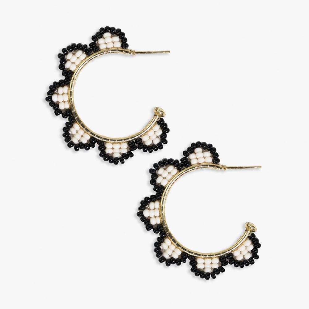 Luna Scallop Beaded Hoop Earrings