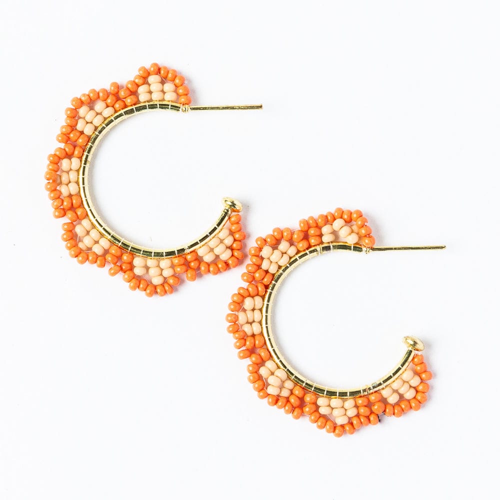 Luna Scallop Beaded Hoop Earrings