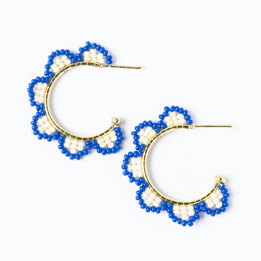 Luna Scallop Beaded Hoop Earrings